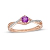 Thumbnail Image 0 of 4.0mm Amethyst and 0.04 CT. T.W. Diamond Criss-Cross Split Shank Ring in 10K Rose Gold