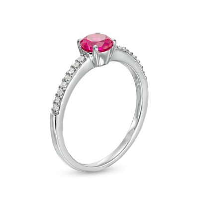 5.0mm Lab-Created Ruby and White Sapphire Ring in Sterling Silver