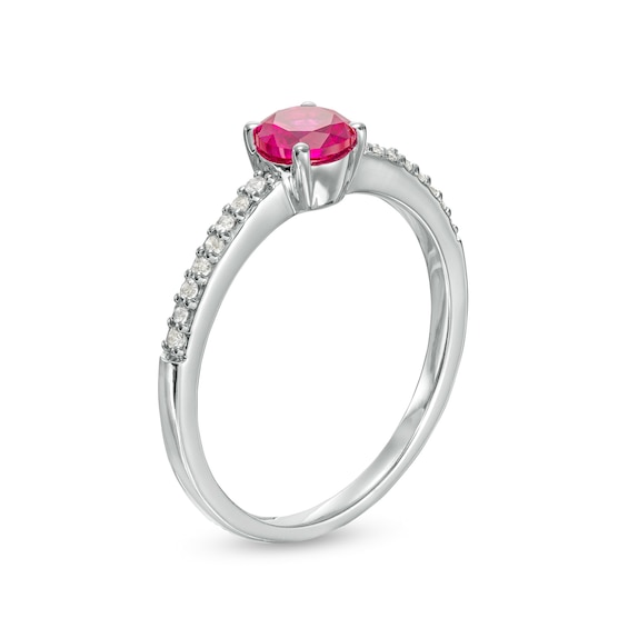 5.0mm Lab-Created Ruby and White Sapphire Ring in Sterling Silver