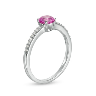 5.0mm Lab-Created Pink and White Sapphire Ring in Sterling Silver