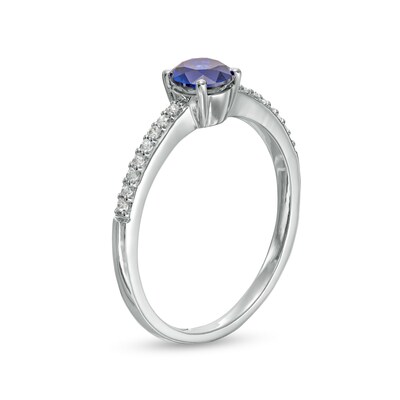 5.0mm Lab-Created Blue and White Sapphire Ring in Sterling Silver