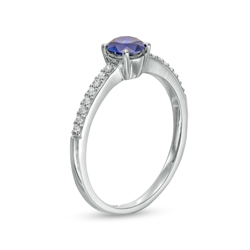 5.0mm Lab-Created Blue and White Sapphire Ring in Sterling Silver|Peoples Jewellers