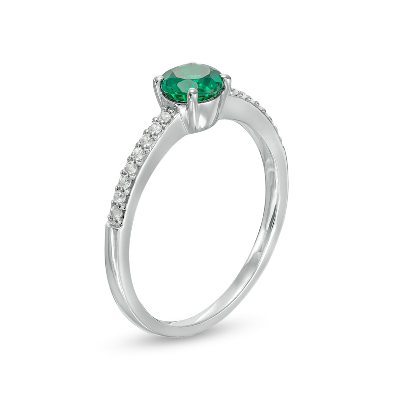 5.0mm Lab-Created Emerald and White Sapphire Ring in Sterling Silver|Peoples Jewellers