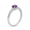 Thumbnail Image 2 of 5.0mm Amethyst and White Lab-Created Sapphire Ring in Sterling Silver