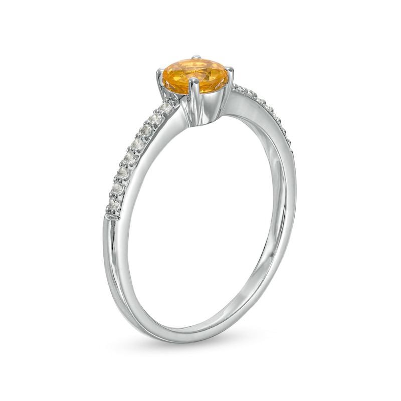 5.0mm Citrine and White Lab-Created Sapphire Ring in Sterling Silver|Peoples Jewellers