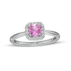 Thumbnail Image 0 of 5.0mm Pink and White Lab-Created Sapphire Octagon Frame Ring in Sterling Silver