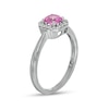 Thumbnail Image 2 of 5.0mm Pink and White Lab-Created Sapphire Octagon Frame Ring in Sterling Silver