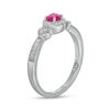 4.0mm Lab-Created Ruby and 0.06 CT. T.W. Diamond Frame Heart-Sides Vintage-Style Ring in Sterling Silver