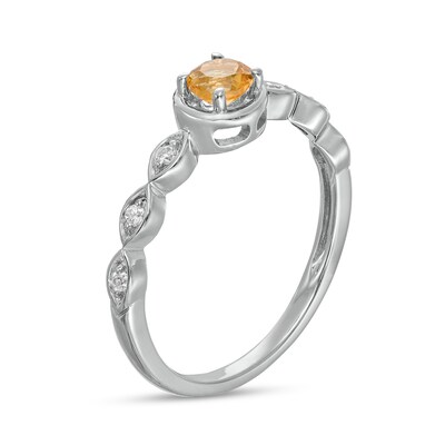 4.0mm Citrine and 0.04 CT. T.W. Diamond Marquise Ring in 10K White Gold