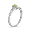 4.0mm Peridot and 0.04 CT. T.W. Diamond Marquise Ring in 10K White Gold