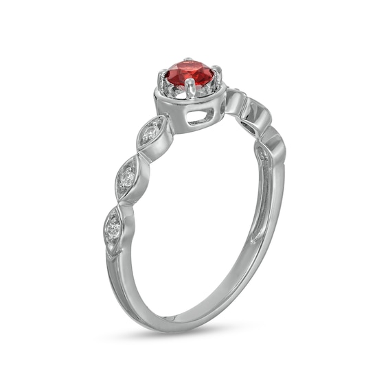 4.0mm Garnet and 0.04 CT. T.W. Diamond Marquise Ring in 10K White Gold