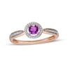 Thumbnail Image 0 of 4.0mm Amethyst and 0.04 CT. T.W. Diamond Frame Vintage-Style Ring in 10K Rose Gold