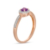 Thumbnail Image 2 of 4.0mm Amethyst and 0.04 CT. T.W. Diamond Frame Vintage-Style Ring in 10K Rose Gold