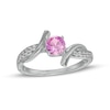 5.0mm Pink and White Lab-Created Sapphire Bypass Collar Ring in Sterling Silver