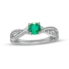 Thumbnail Image 0 of 5.0mm Lab-Created Emerald and White Sapphire Criss-Cross Split Shank Ring in Sterling Silver