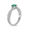 Thumbnail Image 2 of 5.0mm Lab-Created Emerald and White Sapphire Criss-Cross Split Shank Ring in Sterling Silver