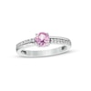 Thumbnail Image 0 of 5.0mm Lab-Created Pink and White Sapphire Mirrored Shank Ring in Sterling Silver