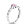 5.0mm Lab-Created Pink and White Sapphire Mirrored Shank Ring in Sterling Silver