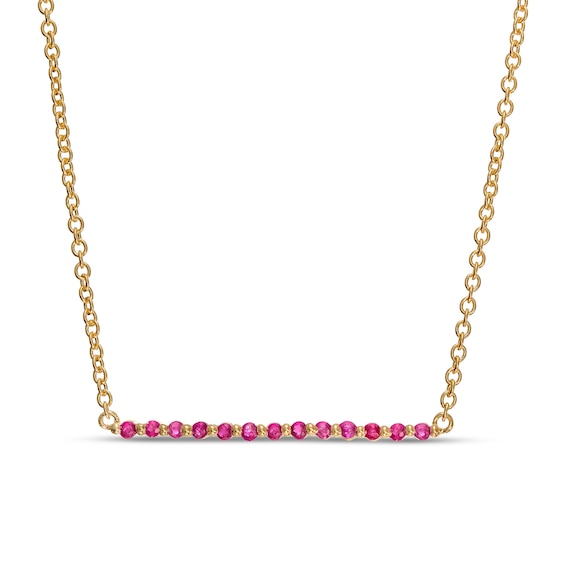 Ruby Bar Necklace in 10K Gold