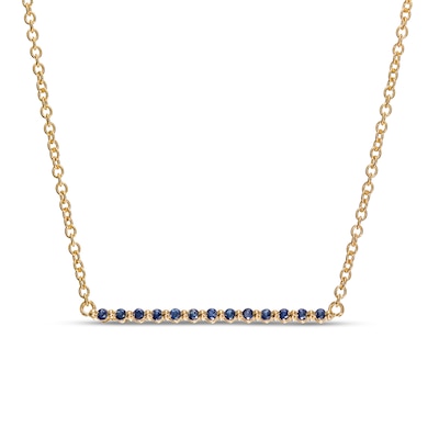 Blue Sapphire Bar Necklace in 10K Gold