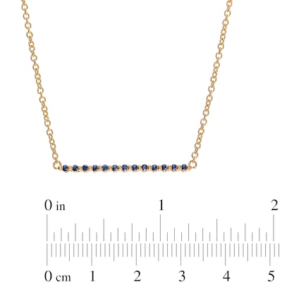 Blue Sapphire Bar Necklace in 10K Gold