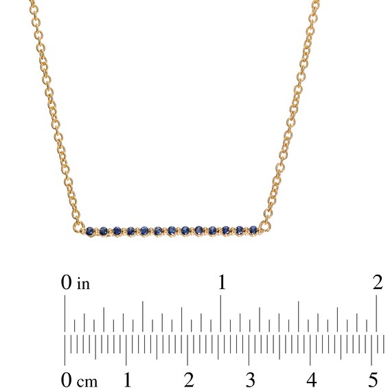 Blue Sapphire Bar Necklace in 10K Gold