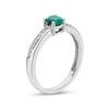 Thumbnail Image 2 of 5.0mm Lab-Created Emerald and White Sapphire Mirrored Shank Ring in Sterling Silver