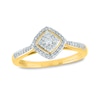 Thumbnail Image 0 of 0.25 CT. T.W. Composite Diamond Frame Tilted Square Engagement Ring in 10K Gold