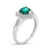 Thumbnail Image 2 of Heart-Shaped Lab-Created Emerald and 0.04 CT. T.W. Diamond Frame Vintage-Style Ring in Sterling Silver