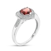 Thumbnail Image 2 of Heart-Shaped Garnet and 0.04 CT. T.W. Diamond Frame Vintage-Style Ring in Sterling Silver