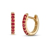 Thumbnail Image 0 of Ruby Huggie Hoop Earrings in 10K Gold