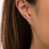 Thumbnail Image 1 of Emerald Huggie Hoop Earrings in 10K Gold