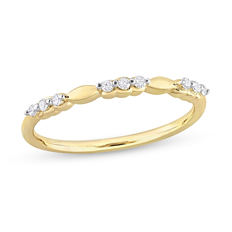 0.09 CT. T.W. Diamond Trio Station Promise Ring in Sterling Silver with Yellow Rhodium|Peoples Jewellers