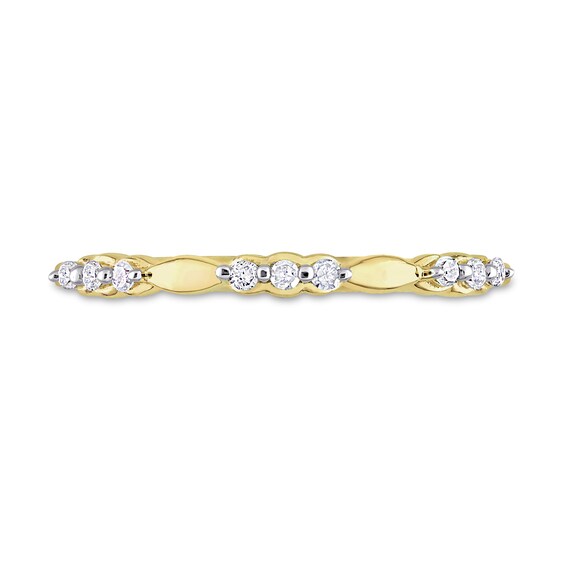 0.09 CT. T.W. Diamond Trio Station Promise Ring in Sterling Silver with Yellow Rhodium