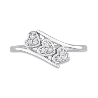 0.09 CT. T.W. Composite Diamond Heart Trio Promise Ring in Sterling Silver