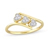 0.09 CT. T.W. Composite Diamond Heart Trio Promise Ring in Sterling Silver with Yellow Rhodium