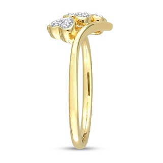 0.09 CT. T.W. Composite Diamond Heart Trio Promise Ring in Sterling Silver with Yellow Rhodium