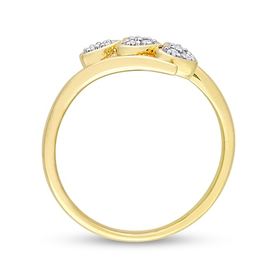 0.09 CT. T.W. Composite Diamond Heart Trio Promise Ring in Sterling Silver with Yellow Rhodium