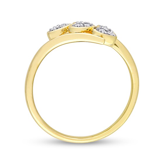 0.09 CT. T.W. Composite Diamond Heart Trio Promise Ring in Sterling Silver with Yellow Rhodium