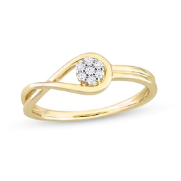 0.07 CT. T.W. Composite Diamond Loop Promise Ring in Sterling Silver with Yellow Rhodium