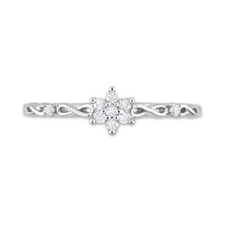 0.09 CT. T.W. Diamond Flower Infinity Shank Promise Ring in Sterling Silver