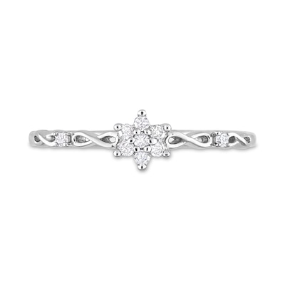 0.09 CT. T.W. Diamond Flower Infinity Shank Promise Ring in Sterling Silver