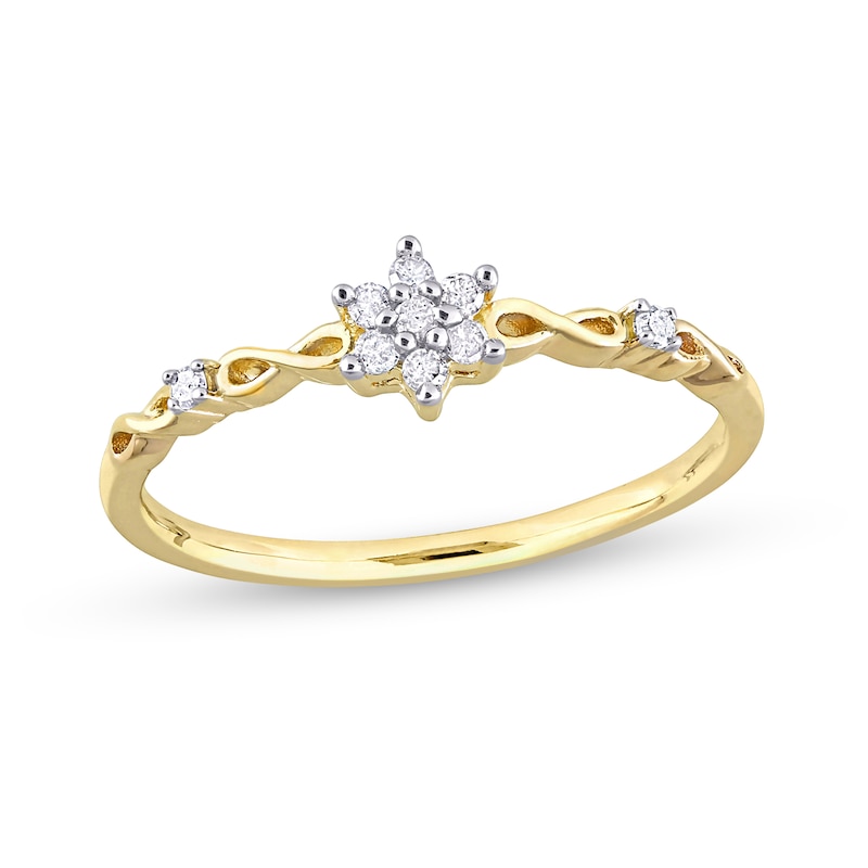 0.09 CT. T.W. Diamond Flower Infinity Shank Promise Ring in Sterling Silver with Yellow Rhodium|Peoples Jewellers