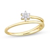 Thumbnail Image 0 of 0.07 CT. T.W. Diamond Flower Promise Ring in Sterling Silver with Yellow Rhodium