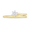 Thumbnail Image 3 of 0.07 CT. T.W. Diamond Flower Promise Ring in Sterling Silver with Yellow Rhodium