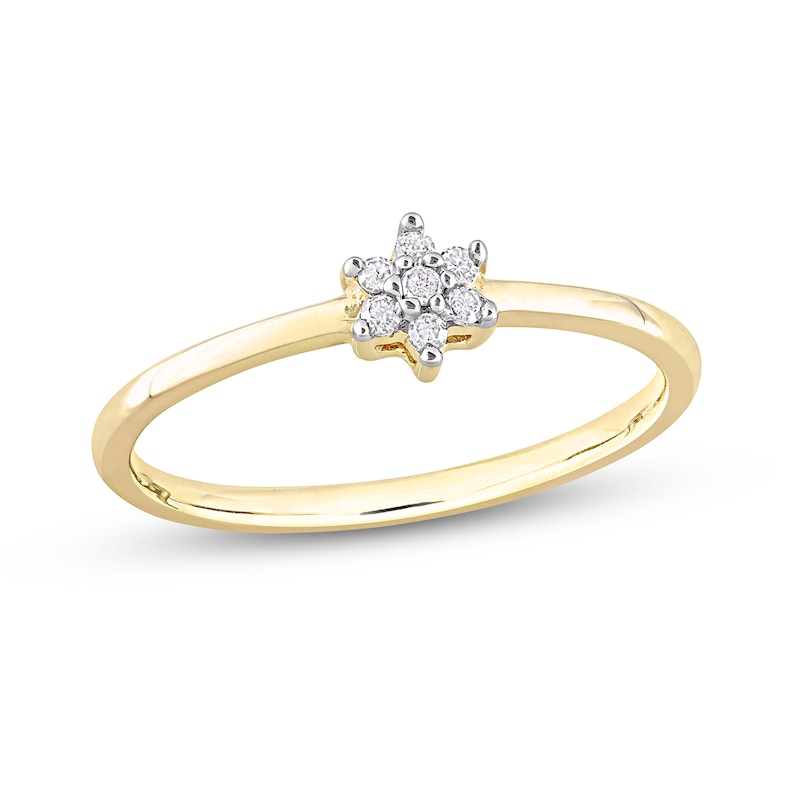 0.07 CT. T.W. Diamond Trio Station Ring in Sterling Silver with Yellow Rhodium|Peoples Jewellers
