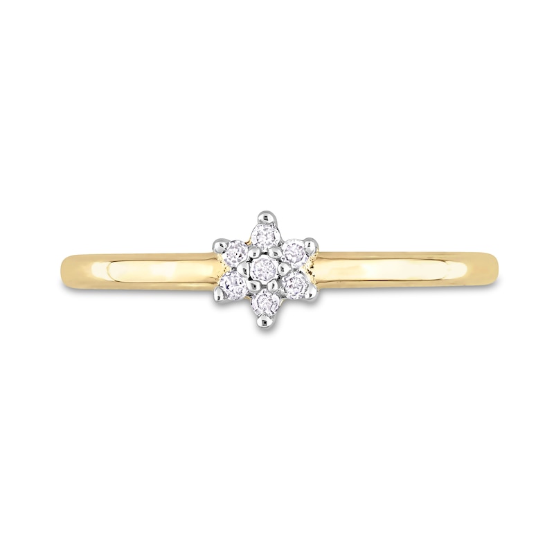 0.07 CT. T.W. Diamond Trio Station Ring in Sterling Silver with Yellow Rhodium|Peoples Jewellers