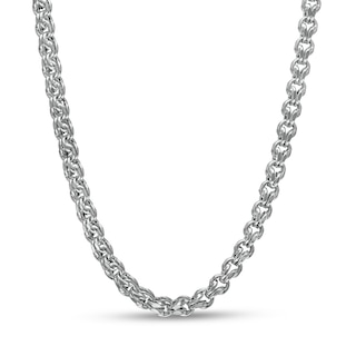 3.8mm Link Chain Necklace in Hollow 10K White Gold - 22"