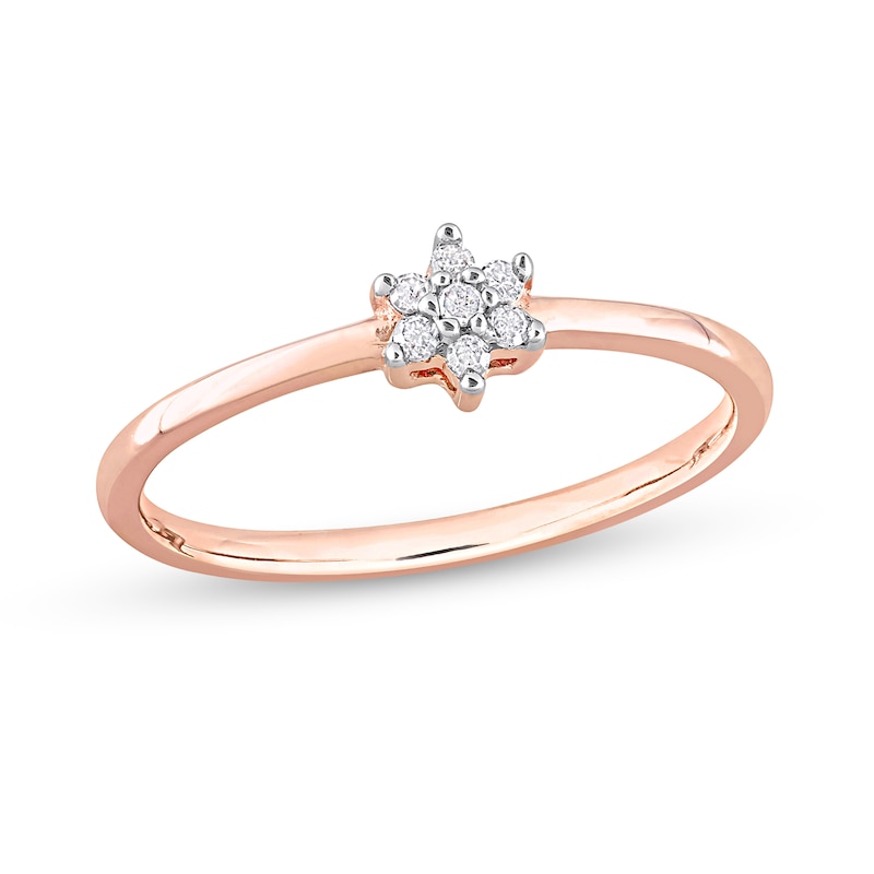 0.07 CT. T.W. Diamond Flower Promise Ring in Sterling Silver with Rose Rhodium|Peoples Jewellers