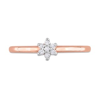 0.07 CT. T.W. Diamond Flower Promise Ring in Sterling Silver with Rose Rhodium